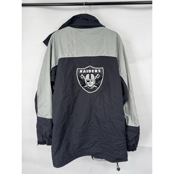 NFL Raiders Team Sports Nylon Jacket Men Large Gray Fan Merch Sportswear - Picture 2 of 11